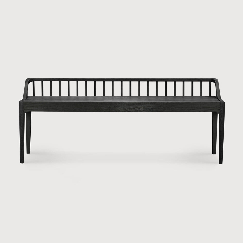 Spindle Solid Wood Bench with Varnished Finish 59.5in