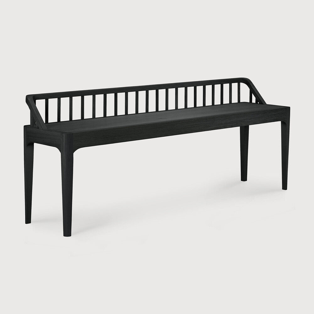 Spindle Solid Wood Bench with Varnished Finish 59.5in