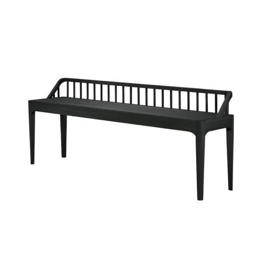 Spindle Solid Wood Bench with Varnished Finish 59.5in