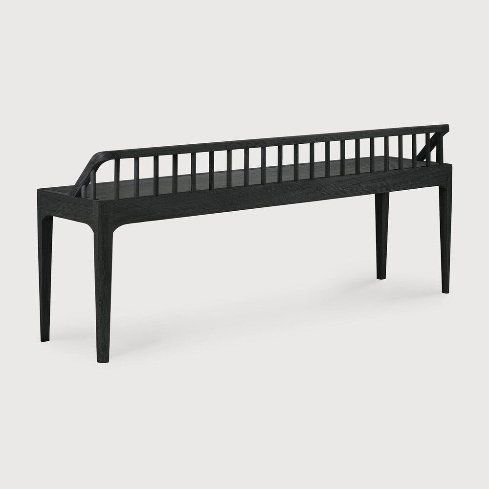 Spindle Solid Wood Bench with Varnished Finish 59.5in