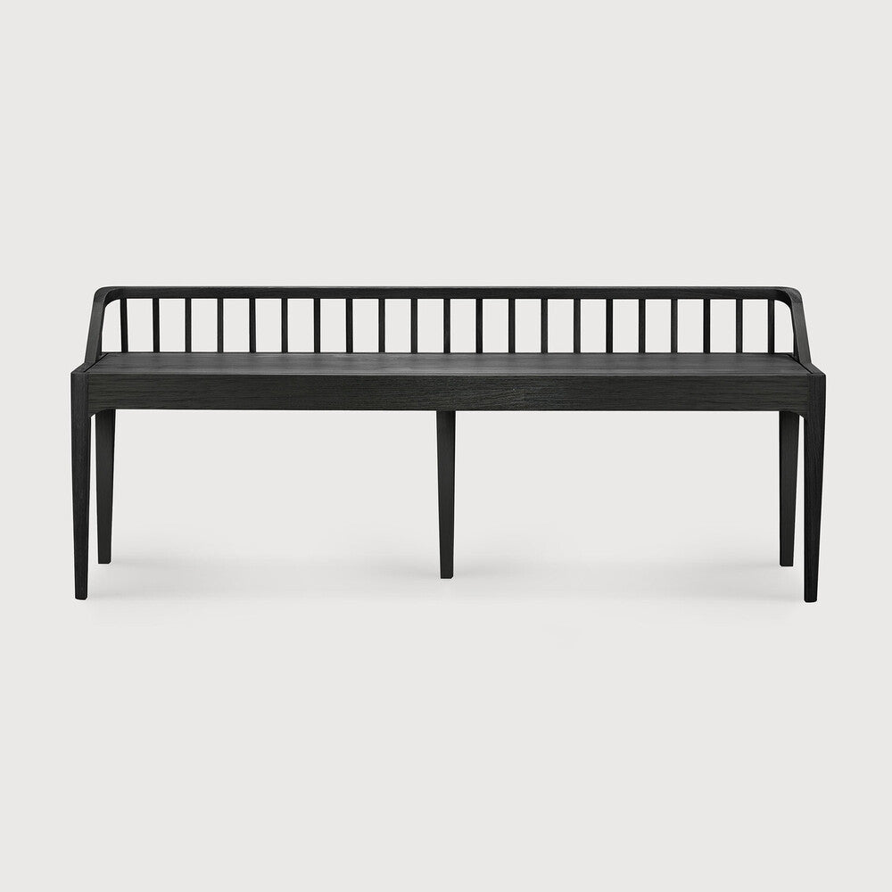 Spindle Solid Wood Bench with Varnished Finish 59.5in