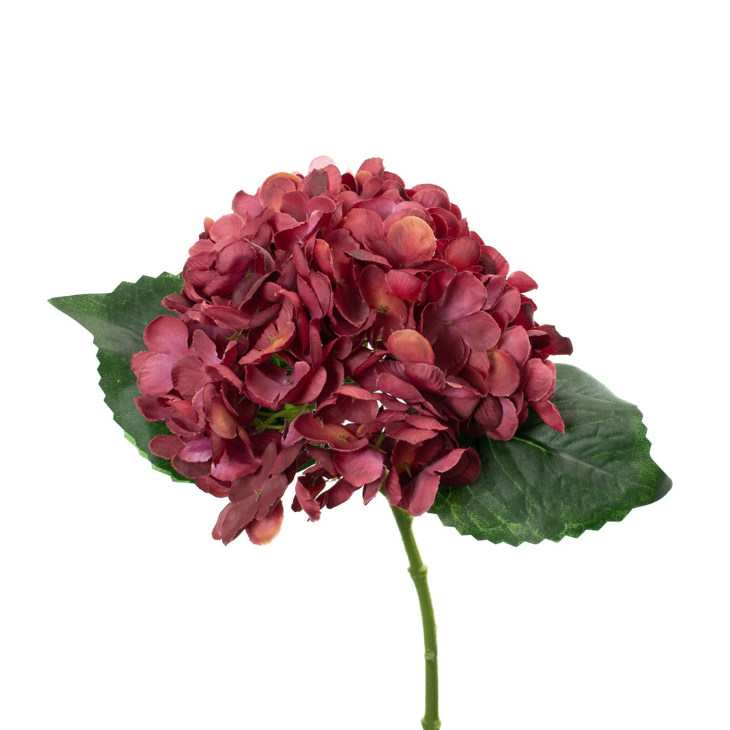 Faux Hydrangea Pick - Apple Red - 13 Inch