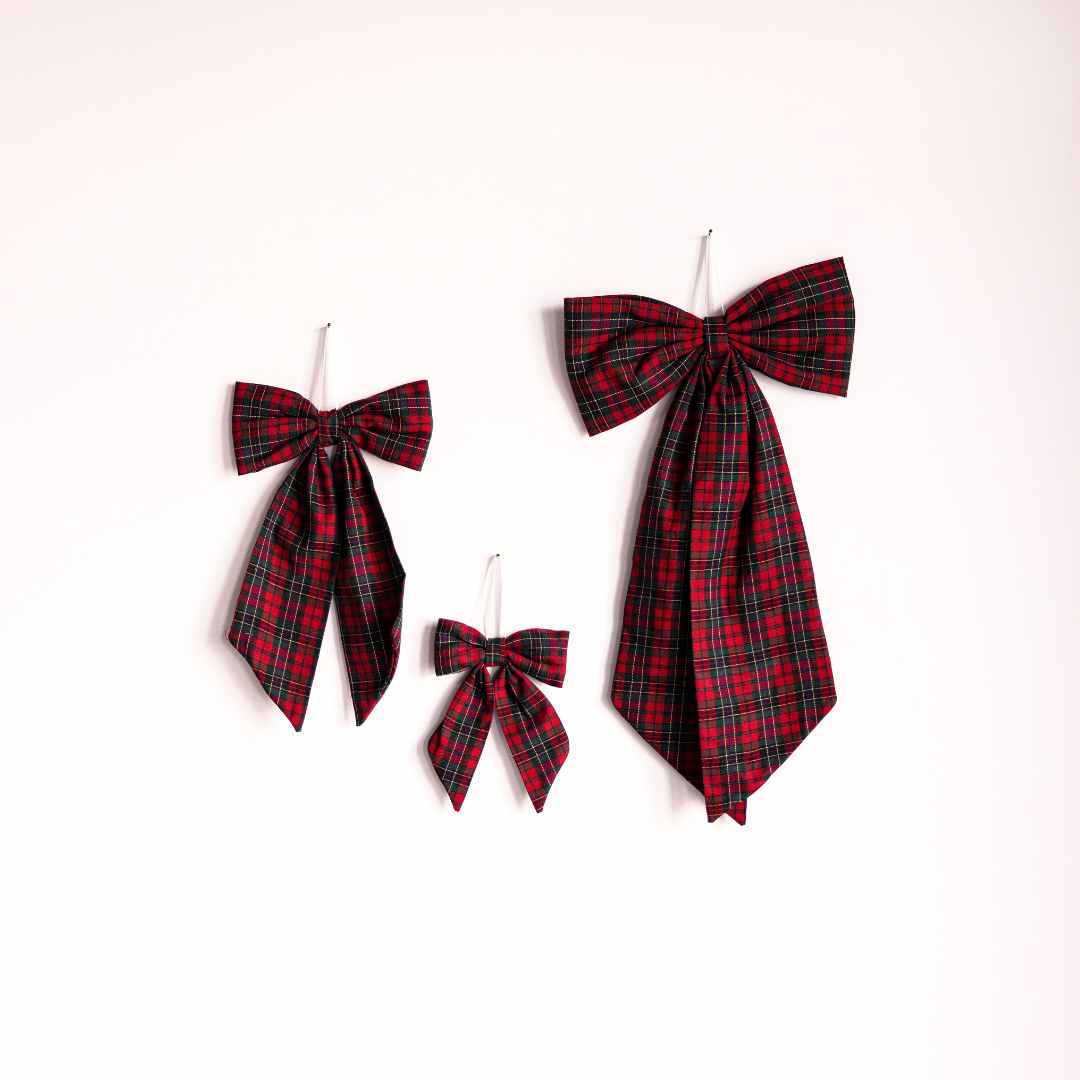 Plaid Red Fabric Bows