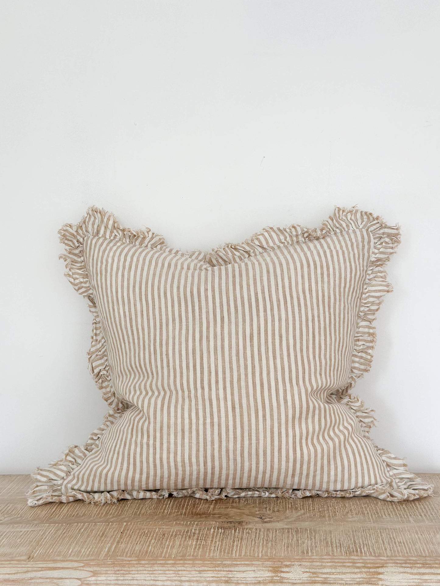 Ruffle Linen – Light Brown Stripe