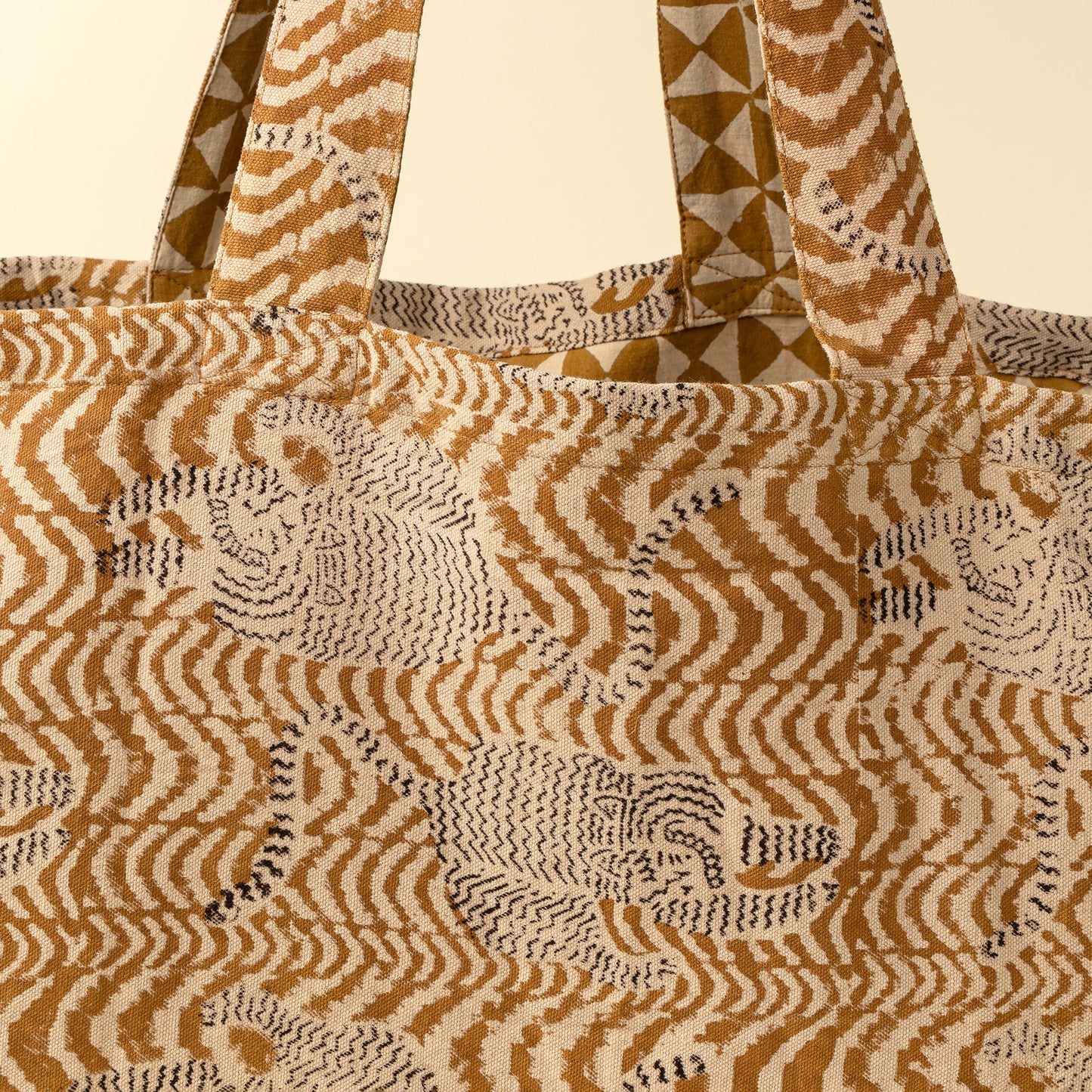 Taiga Block Print Tote, Ochre
