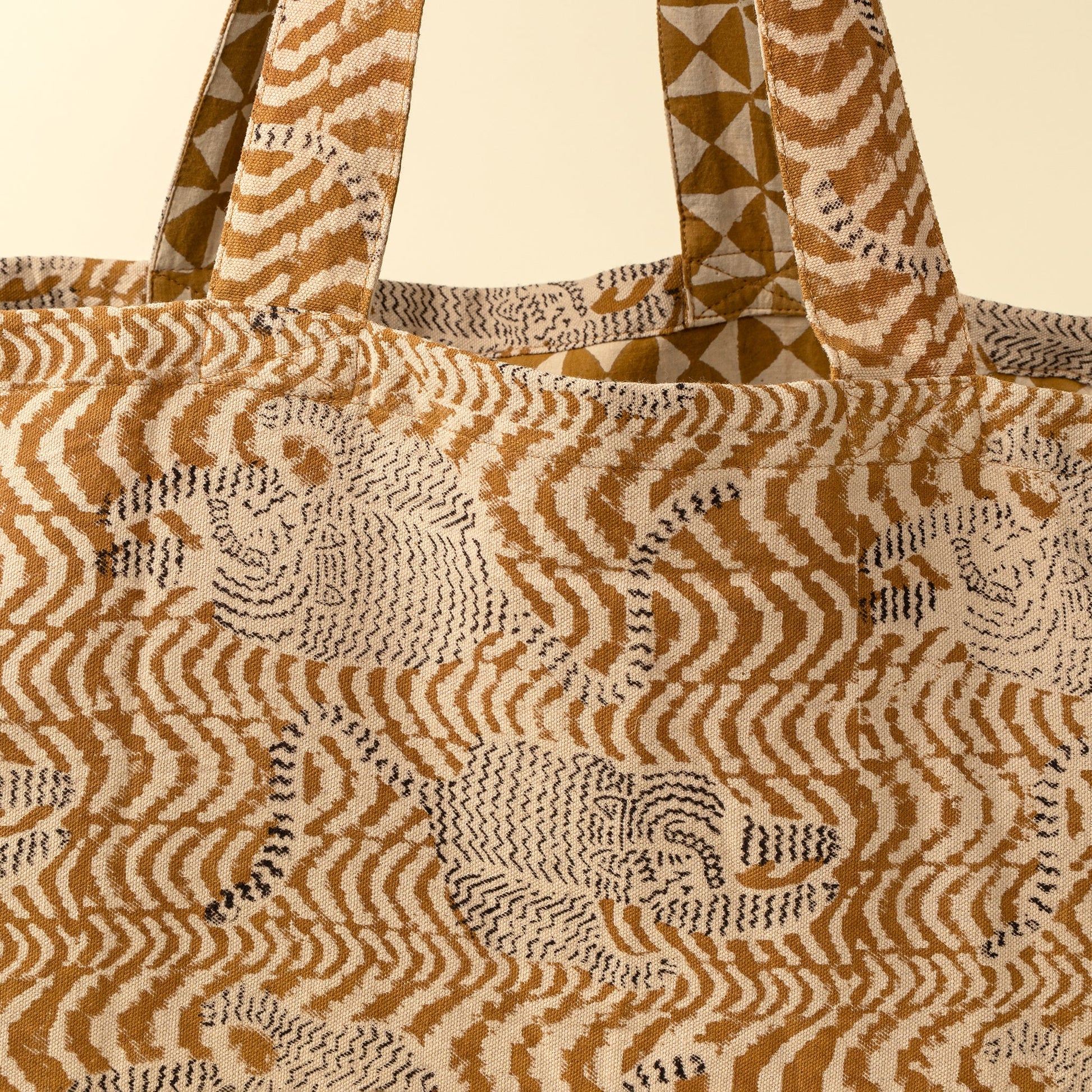 Taiga Block Print Tote, Ochre