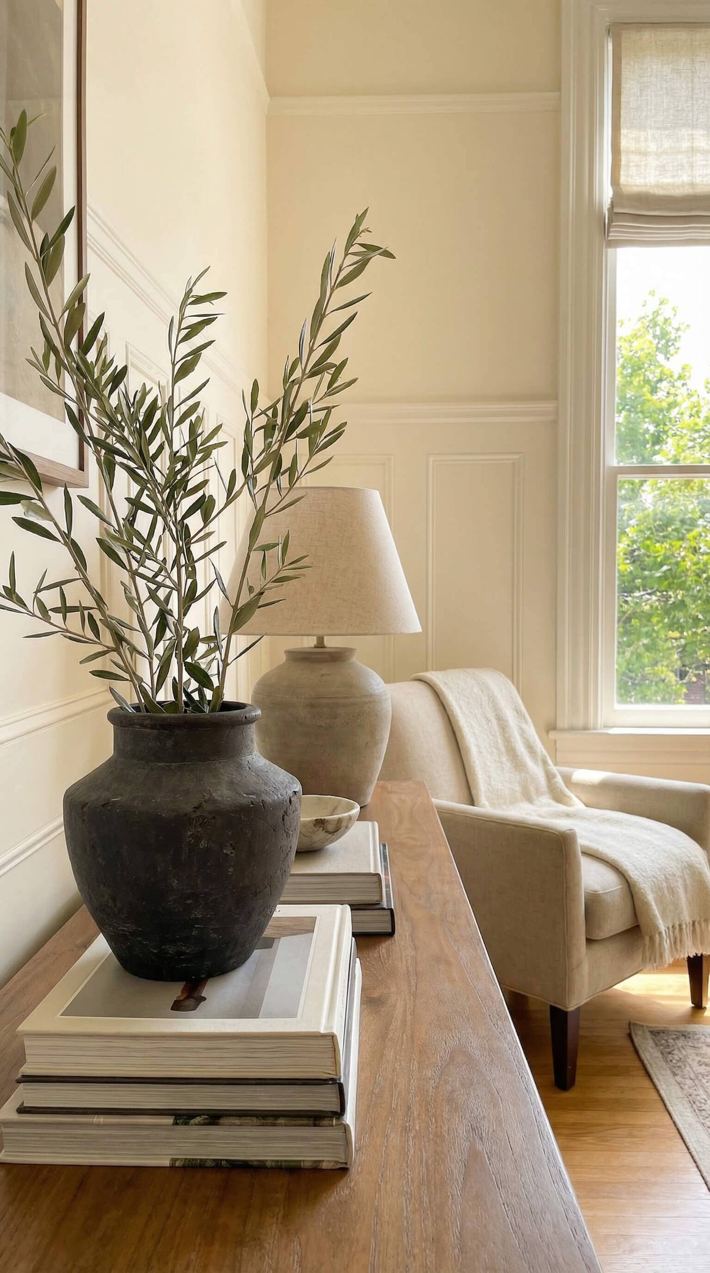 Terracotta Vase, Flared Neck Charcoal Finish - Senna