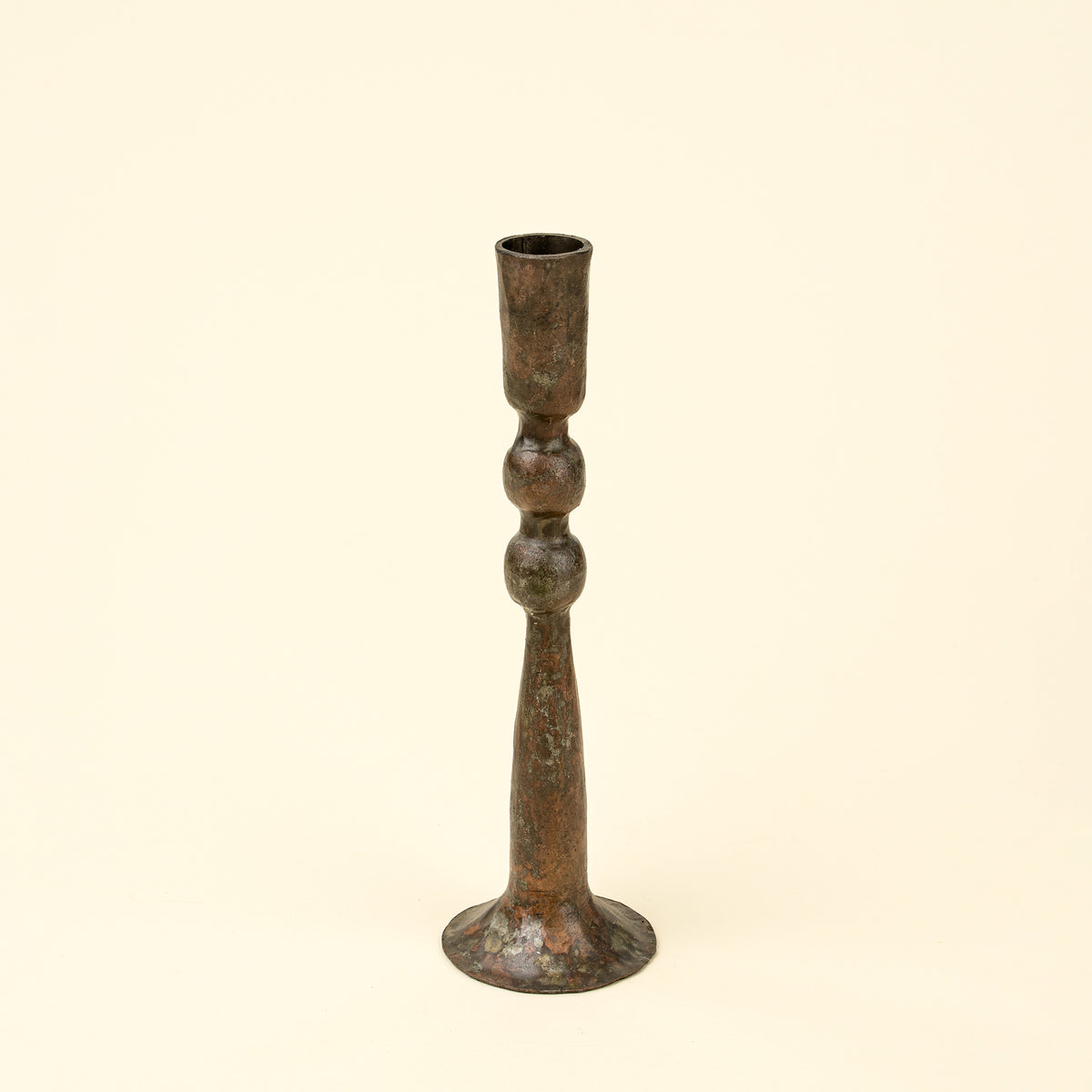 Caldera Forged Candlestick L, Rustic Brass