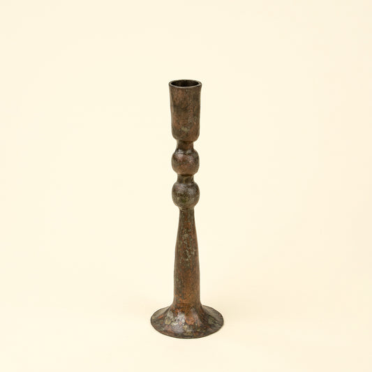 Caldera Forged Candlestick L, Rustic Brass