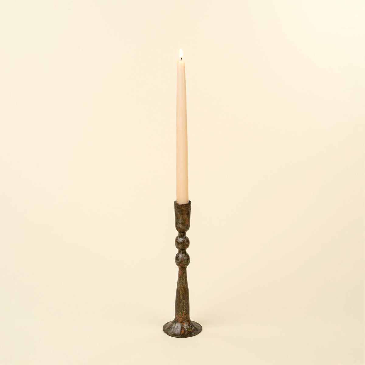 Caldera Forged Candlestick L, Rustic Brass