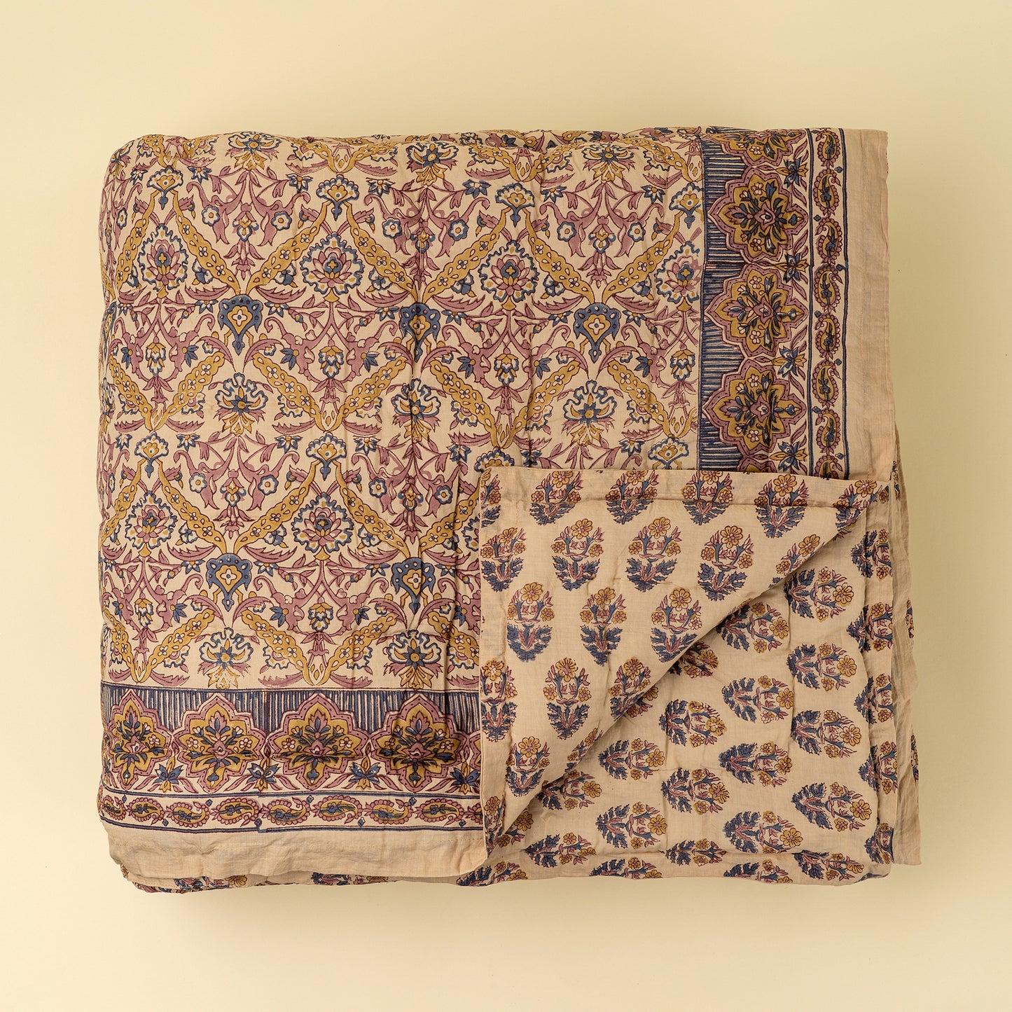 Luna Vine Block Print Quilt, King