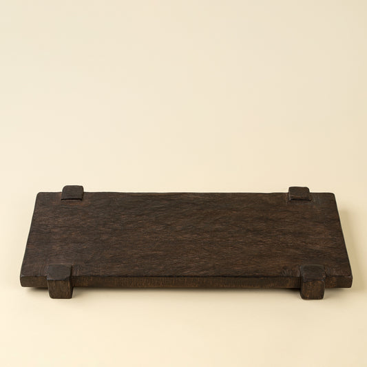 Large Drift Pedestal Tray, Dark Brown