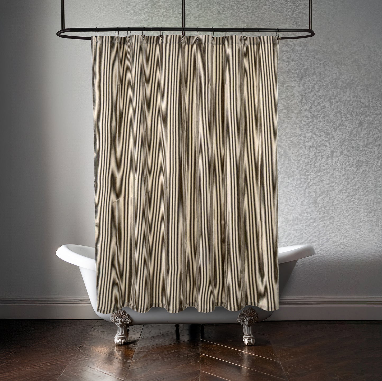 Black Ticking Shower Curtain
