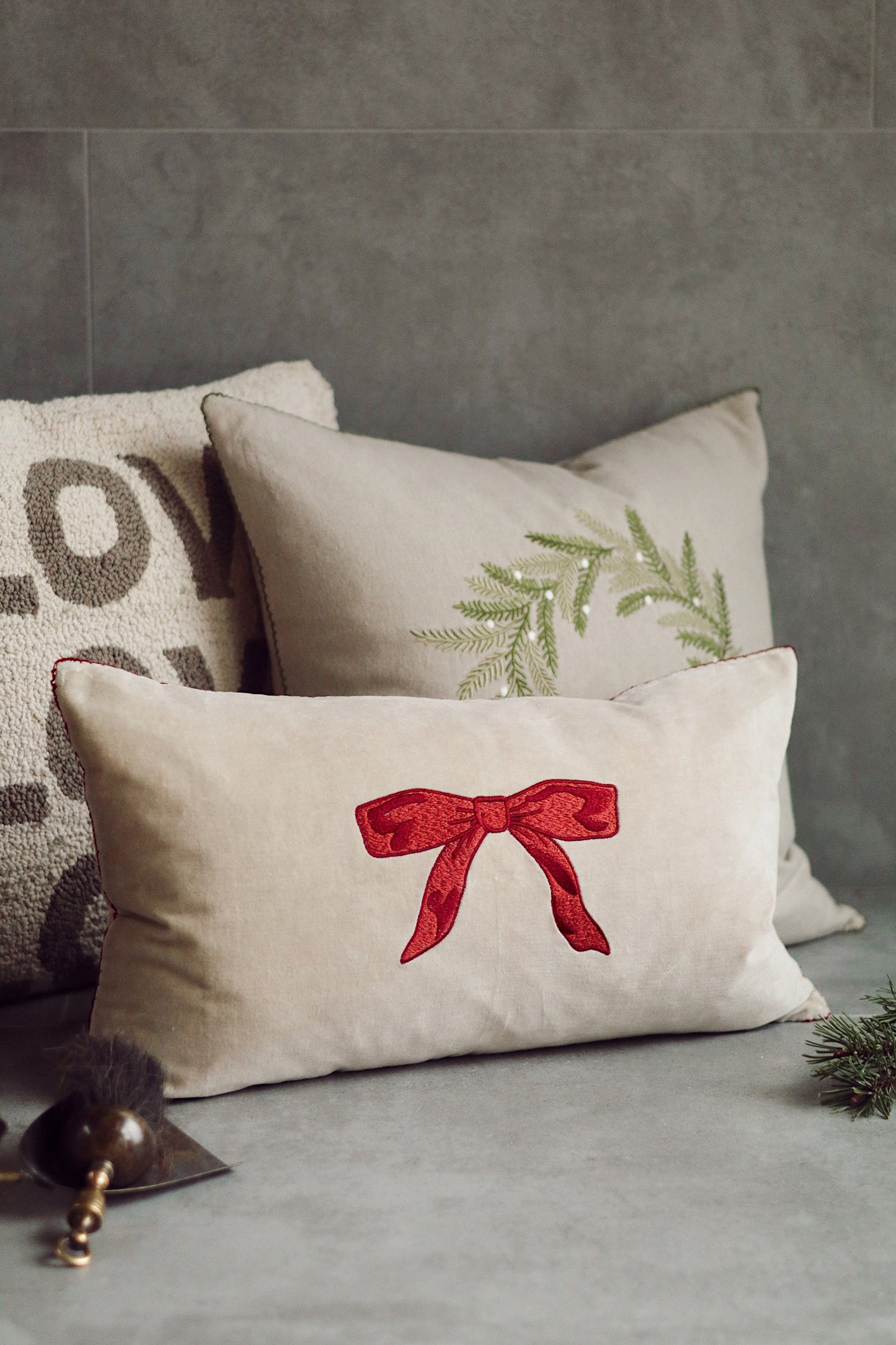Red Velvet Bow Pillow, Red