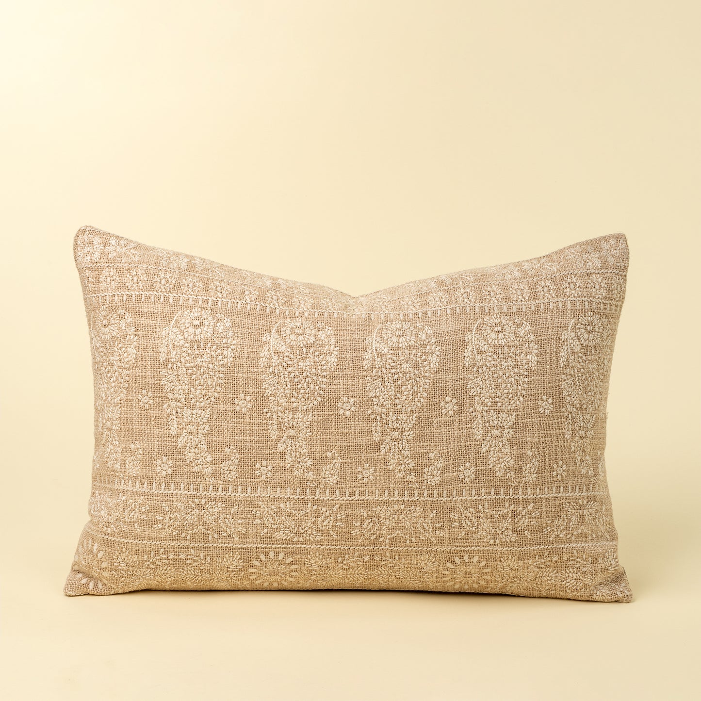 Nisha Embroidered Lumbar Pillow, Ivory