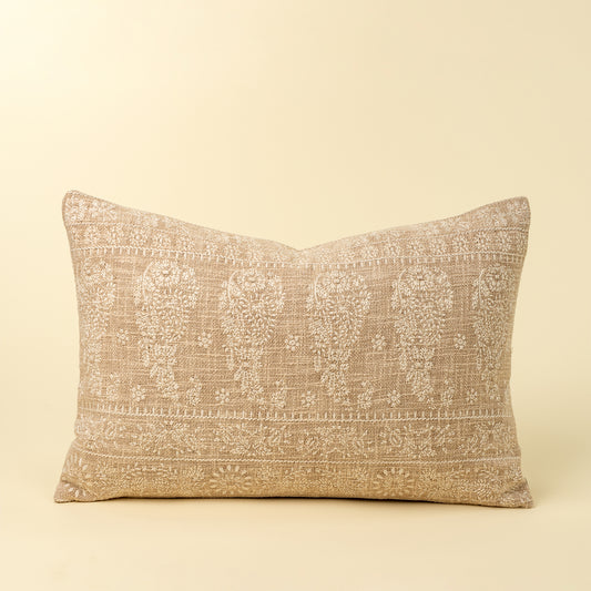 Nisha Embroidered Lumbar Pillow, Ivory