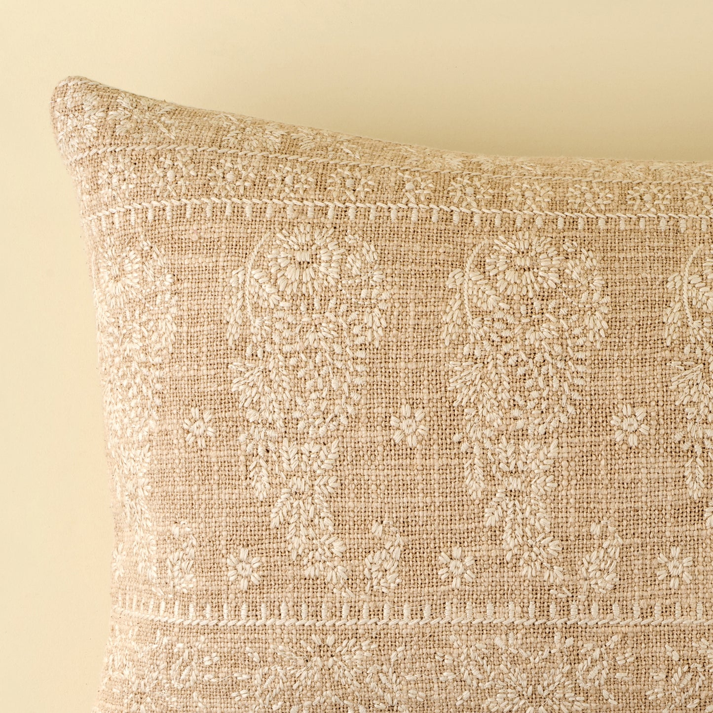 Nisha Embroidered Lumbar Pillow, Ivory