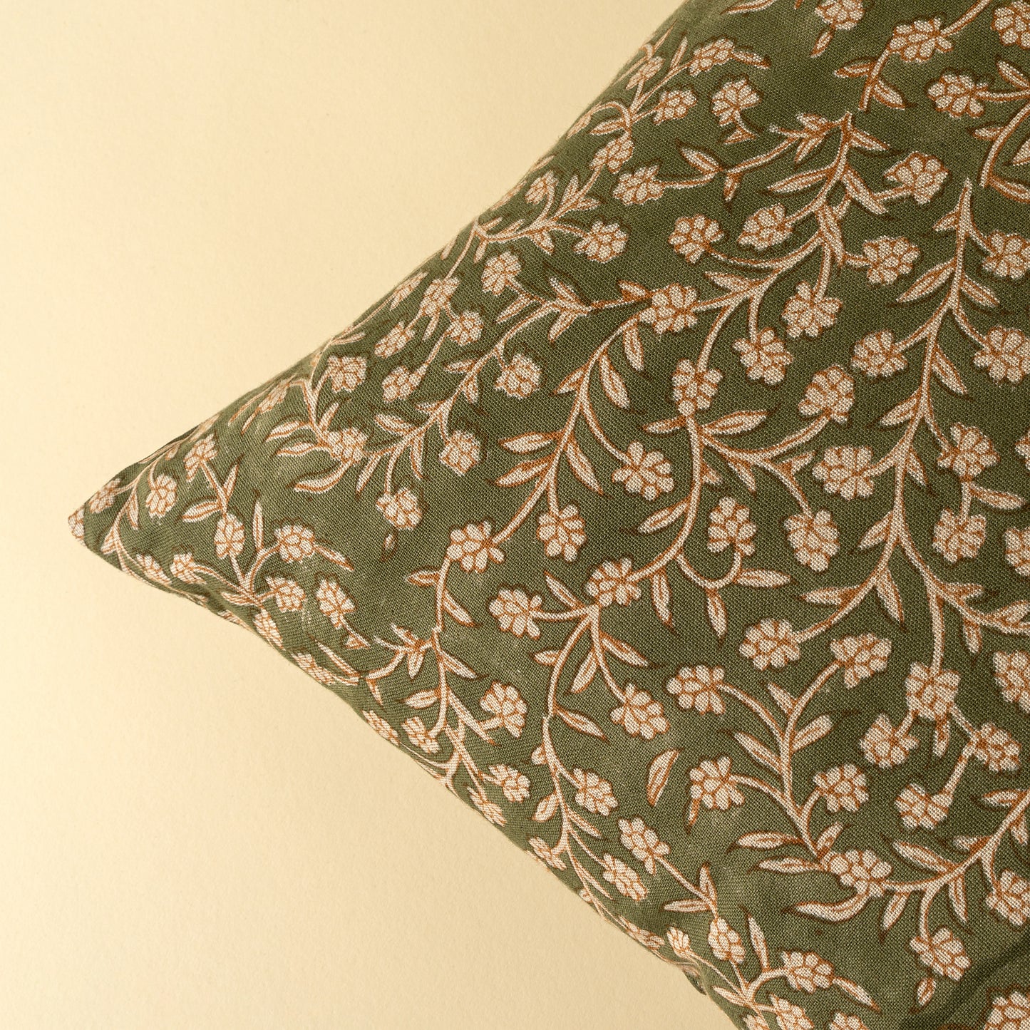 Wildvine Block Print Pillow, Olive