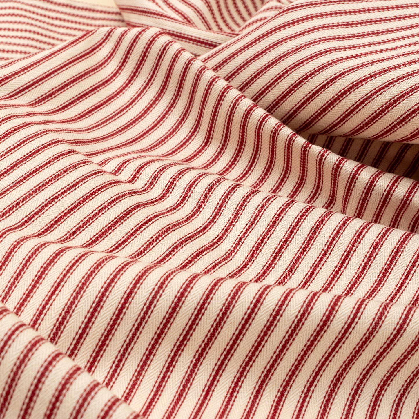 Red Ticking Ruffle Tablecloth