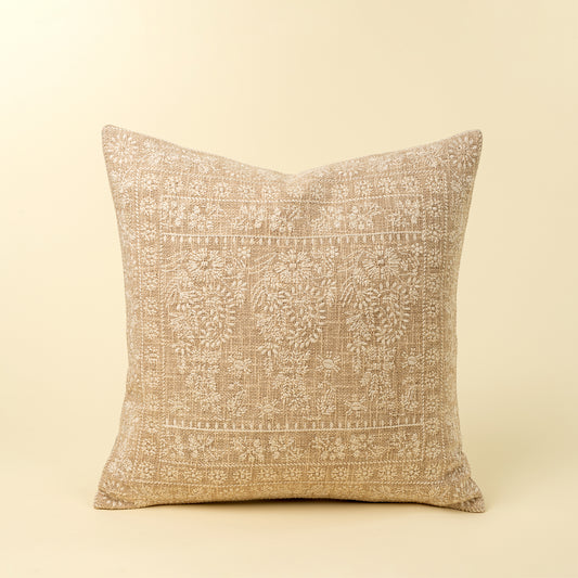 Nisha Embroidered Pillow, Ivory
