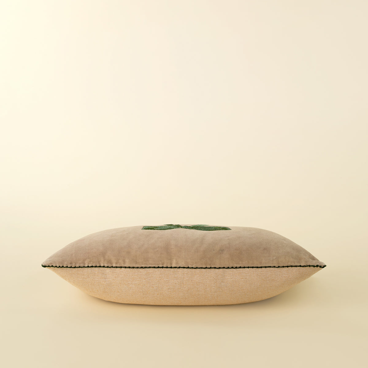 Velvet Bow Lumbar Pillow Cover, Green