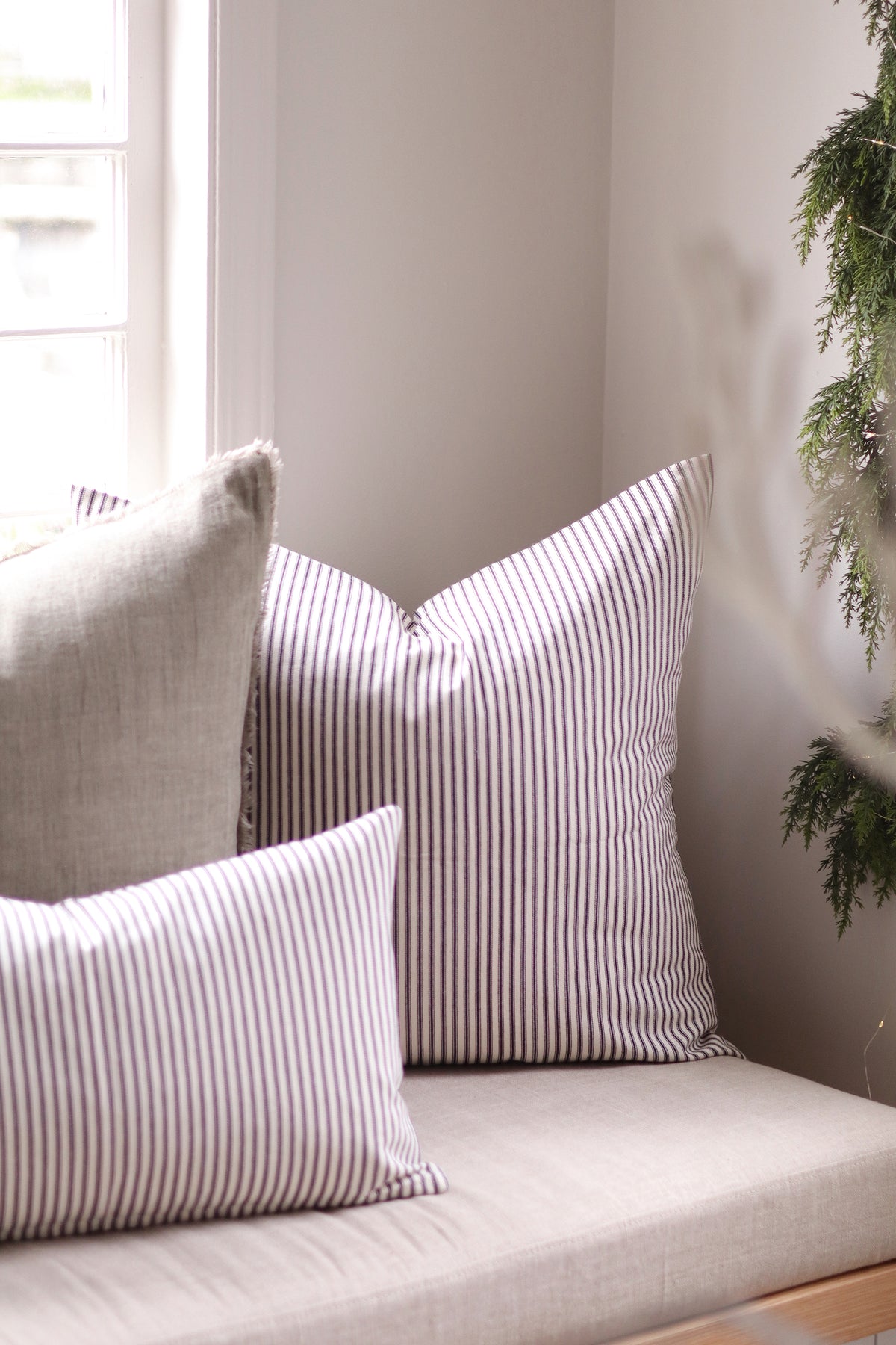24x24 Black Ticking Pillow