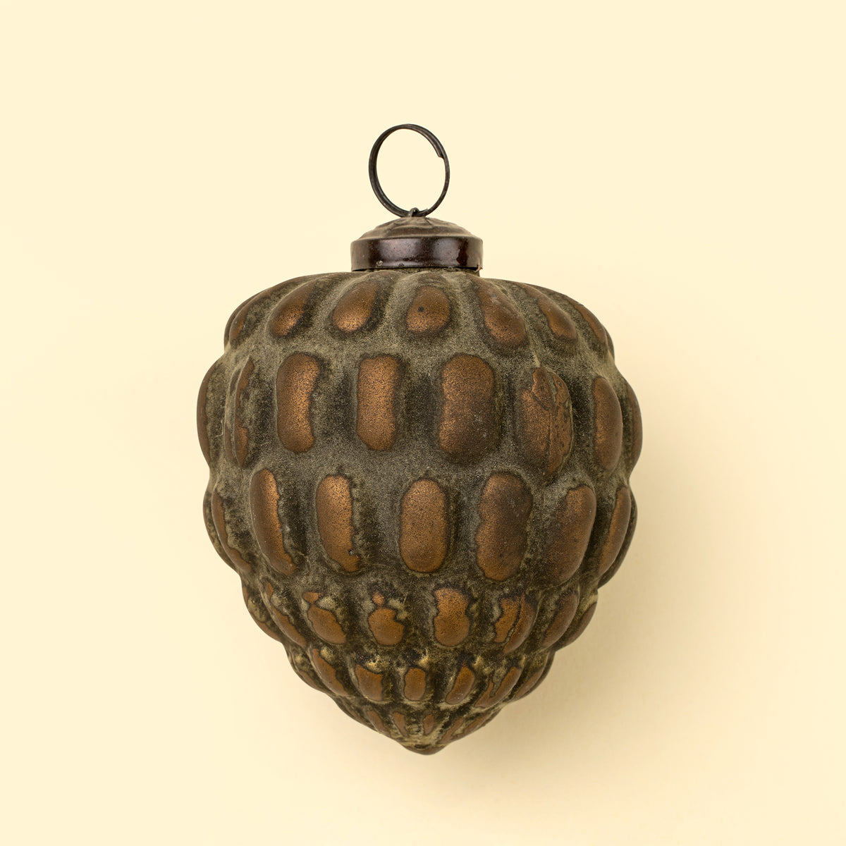Heirloom Cone Holiday Ornament, Green Gold