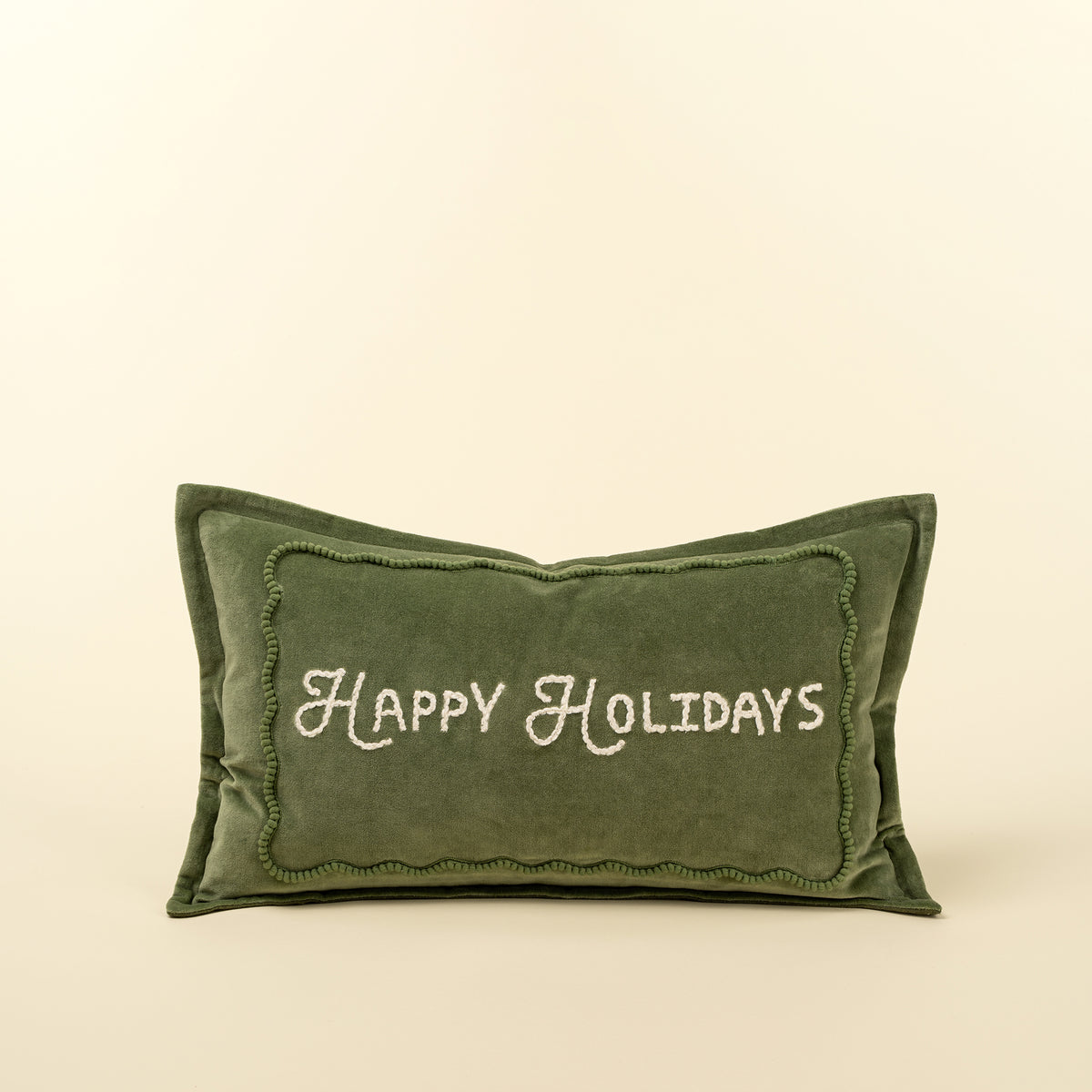 21x12 Happy Holidays Pillow, Green