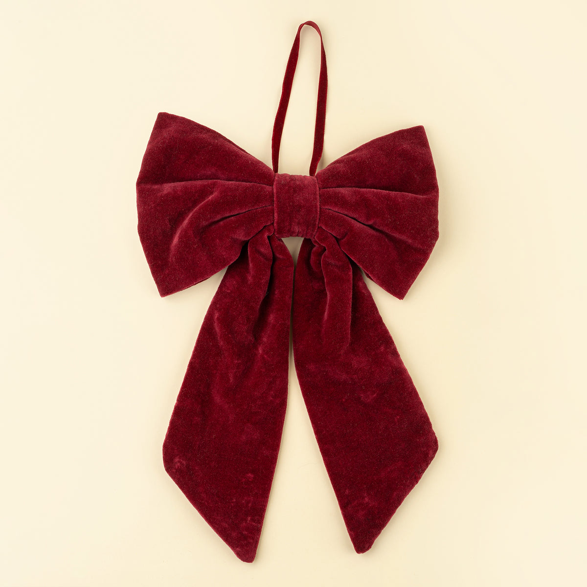 Velvet Bow Hanging L, Crimson Red
