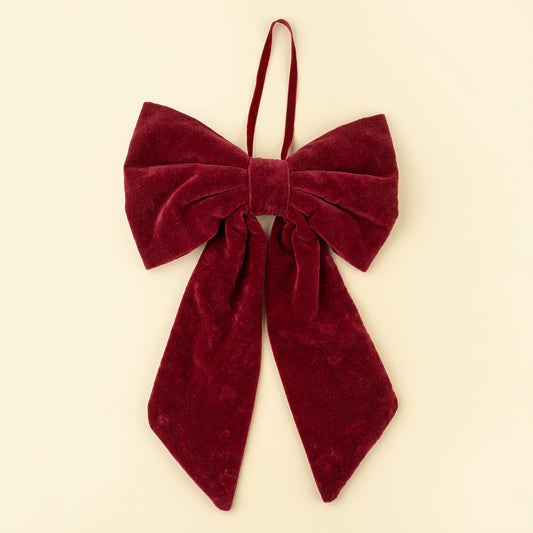 Velvet Bow Hanging L, Crimson Red