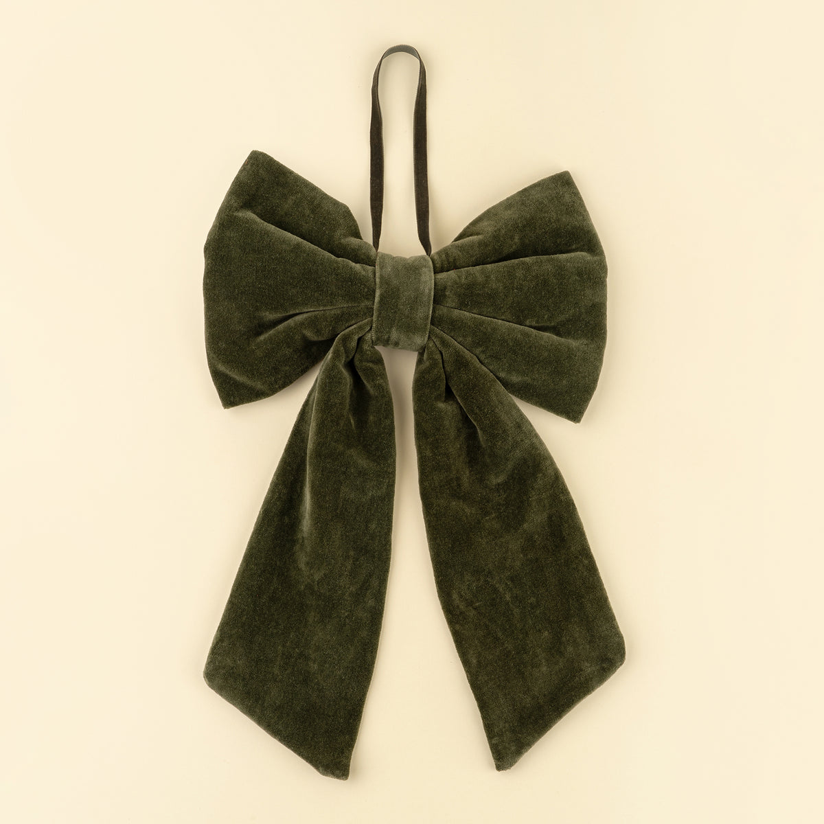 Velvet Bow Hanging L, Deep Green