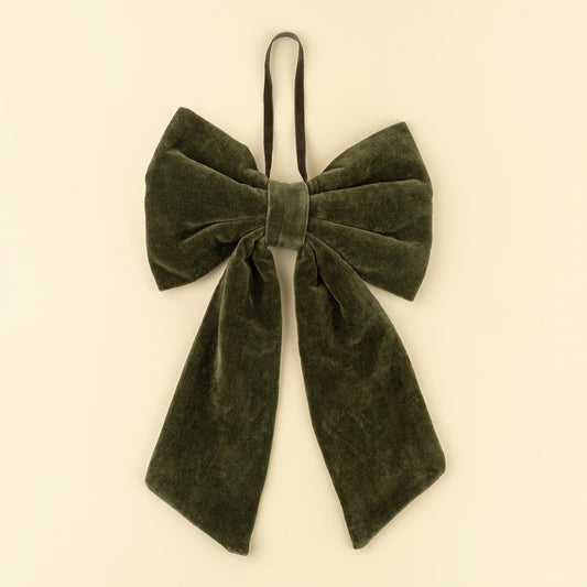 Velvet Bow Hanging L, Deep Green