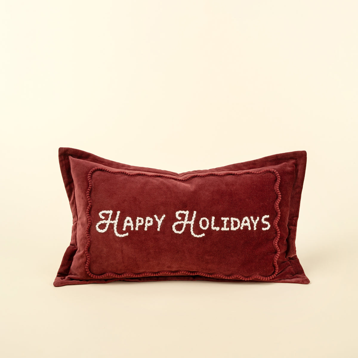 21x12 Happy Holidays Pillow, Red