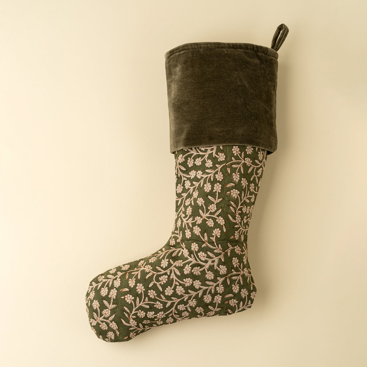 Wildvine Velvet Stocking, Olive