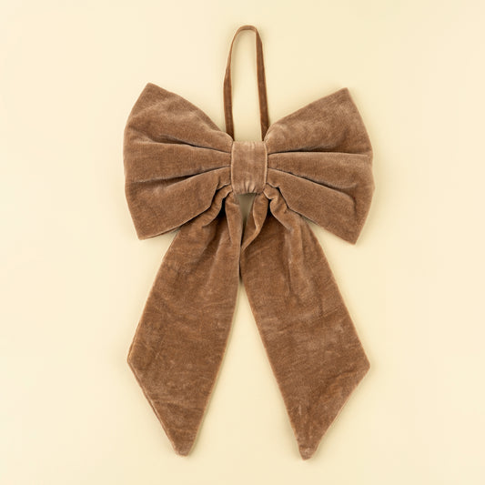 Velvet Bow Hanging L, Latte