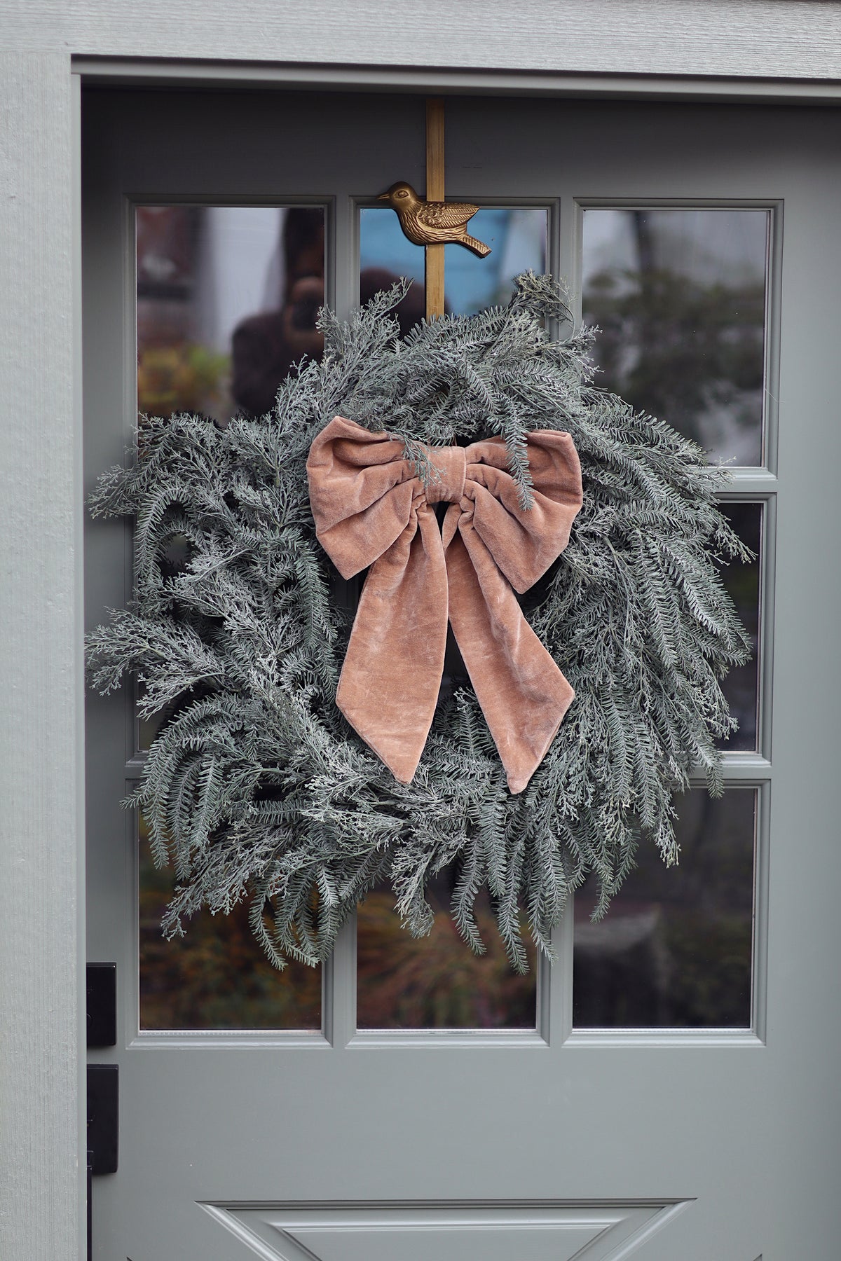 Velvet Bow Hanging L, Latte