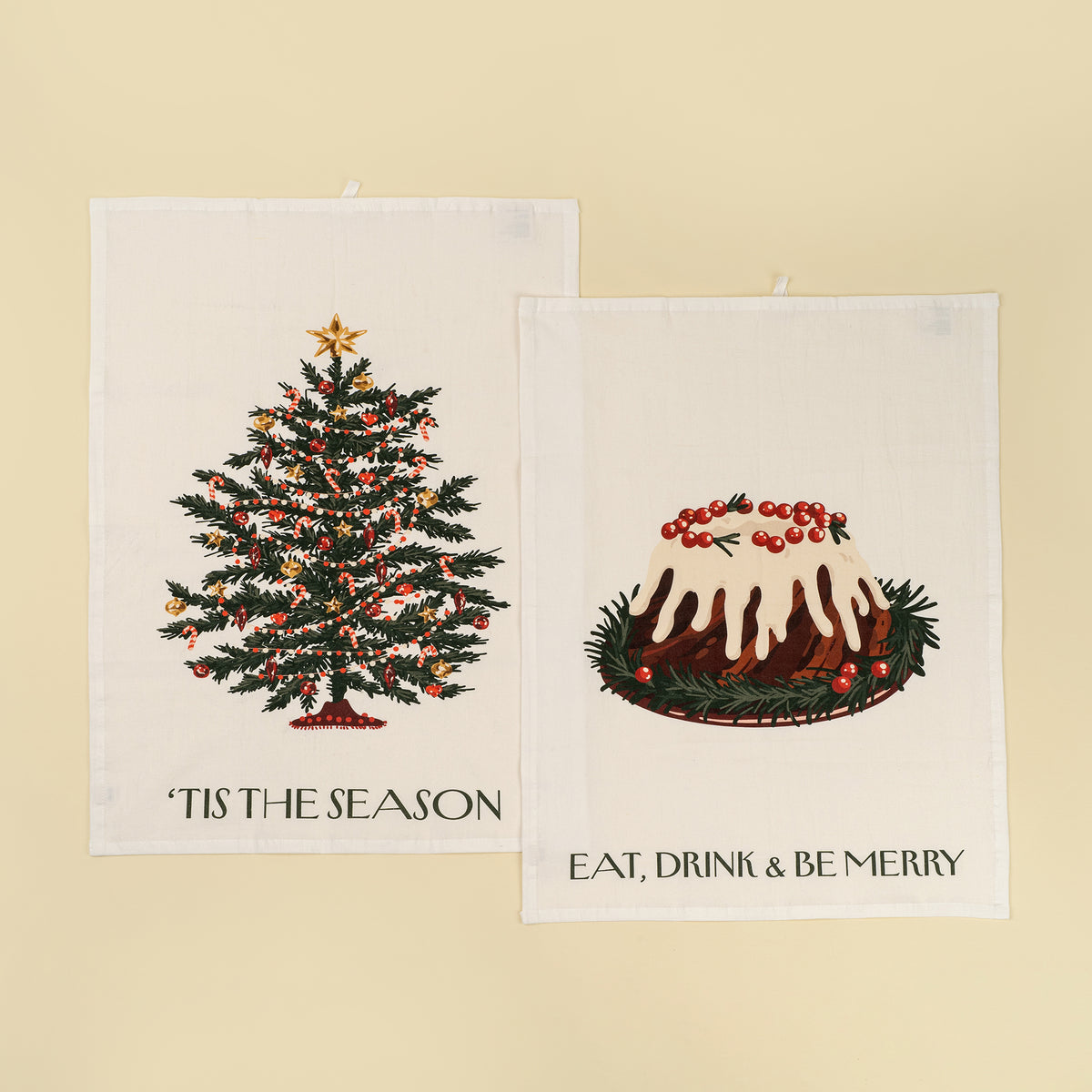 Christmas Tidings Flour Sack Tea Towels S/2