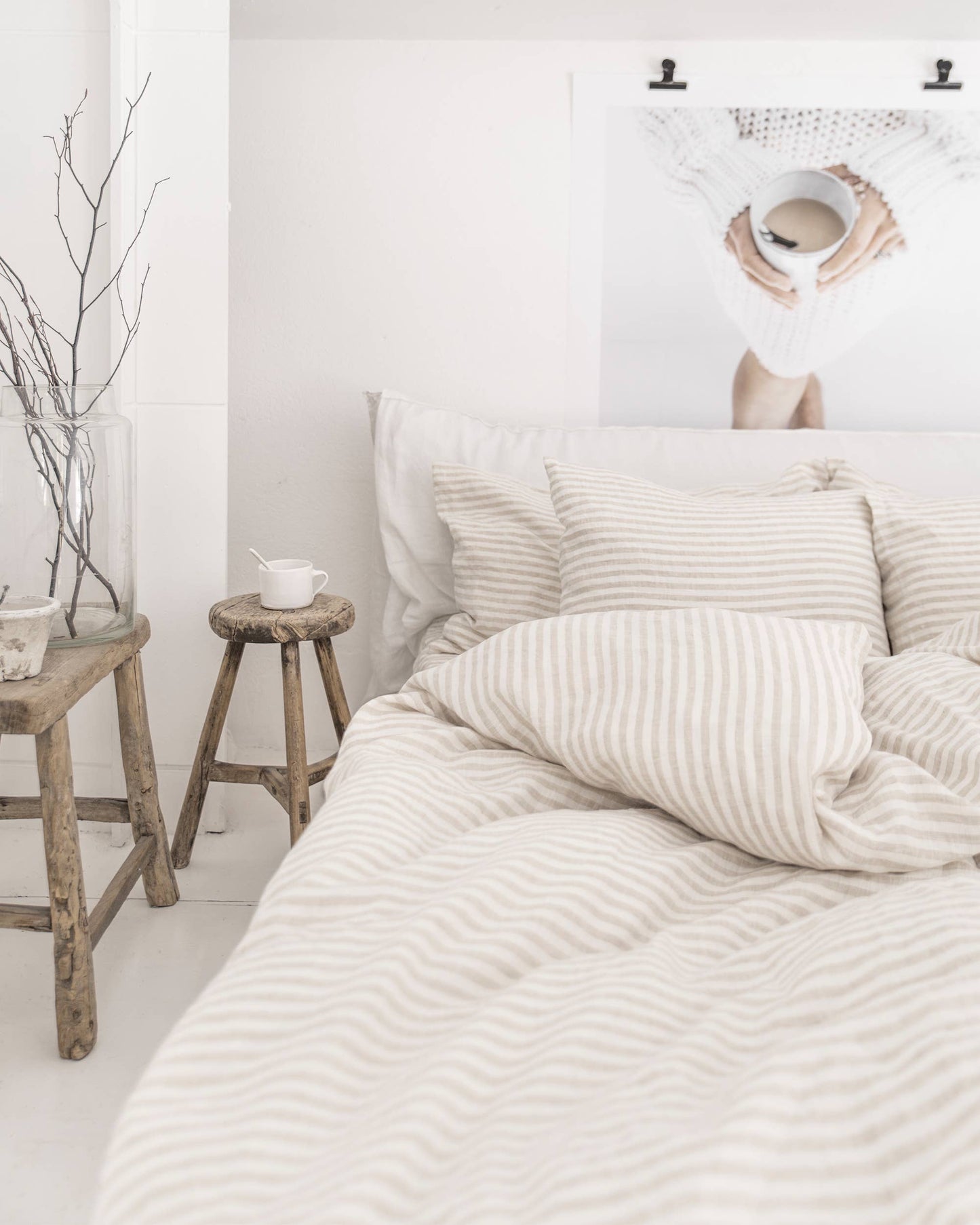 Striped in Natural Duvet Cover