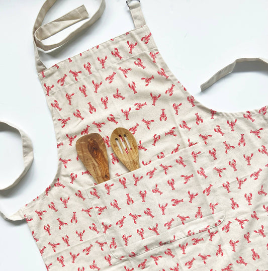 Natural Cotton Unisex Apron - Lobster Pattern🇨🇦