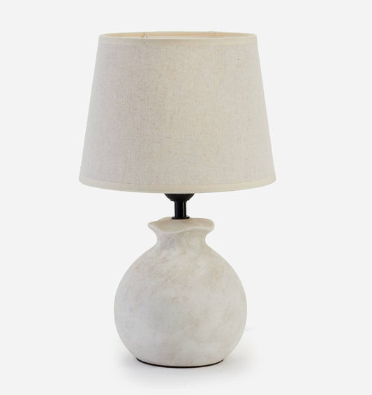 Wht Ceramic Round Lamp w/Shade
