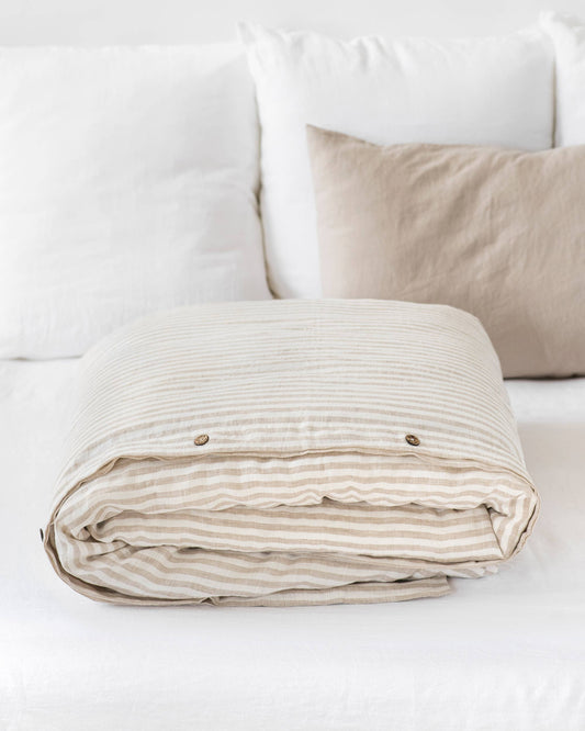 Striped in Natural Duvet Cover