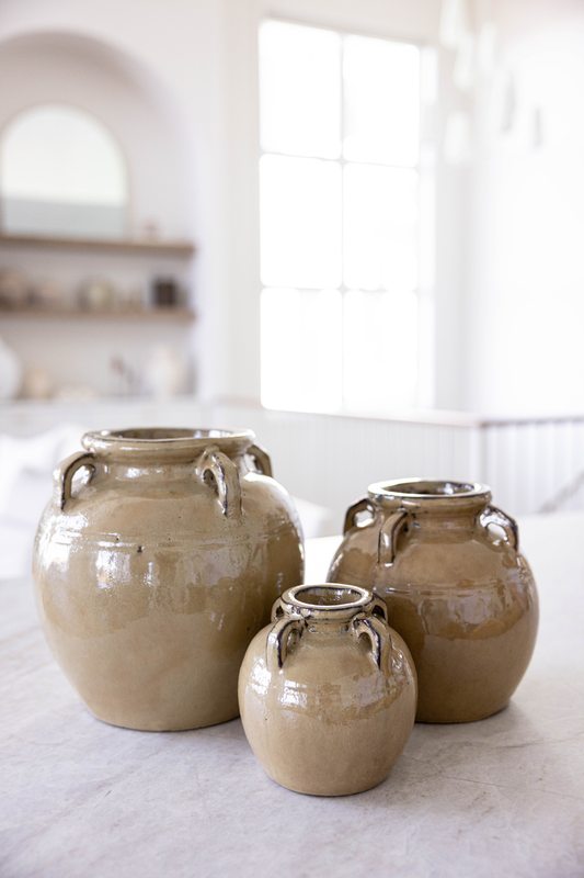 Chevalier Cream Glazed Vase With Handles Medium