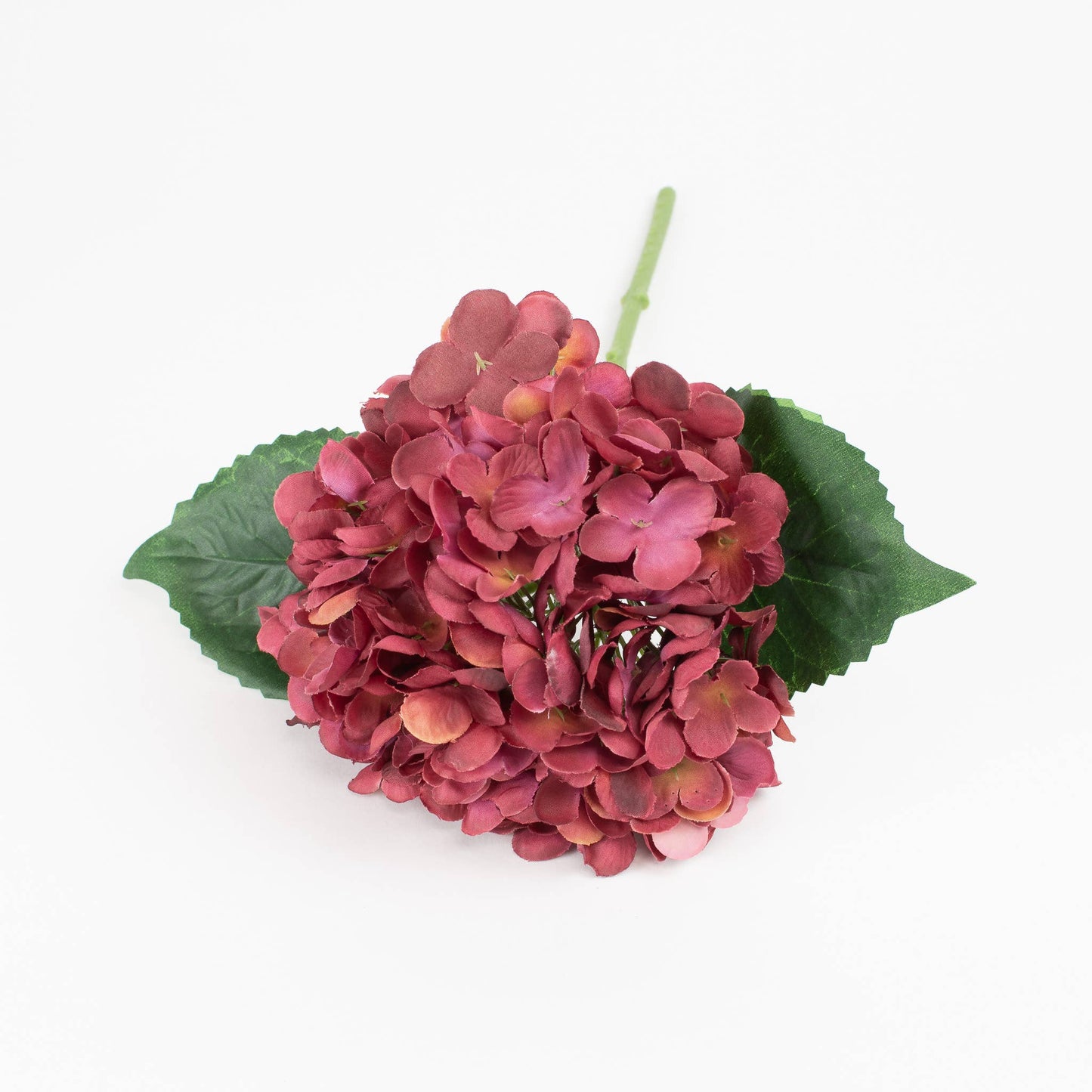Faux Hydrangea Pick - Apple Red - 13 Inch