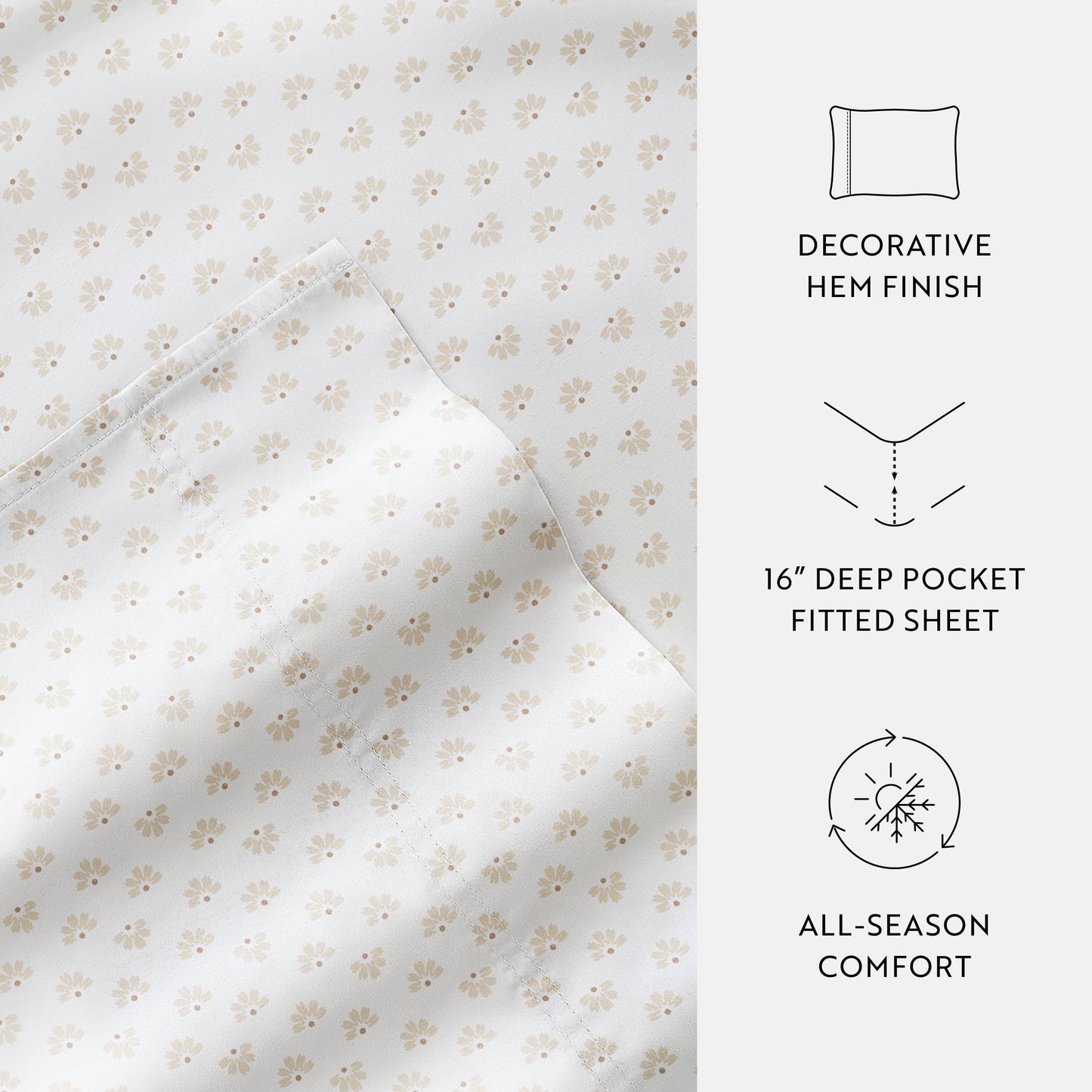 Moon Daisies 300 Thread Count Cotton Patterned Sheet Set