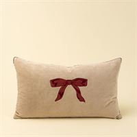 21x12 Velvet Bow Pillow, Red