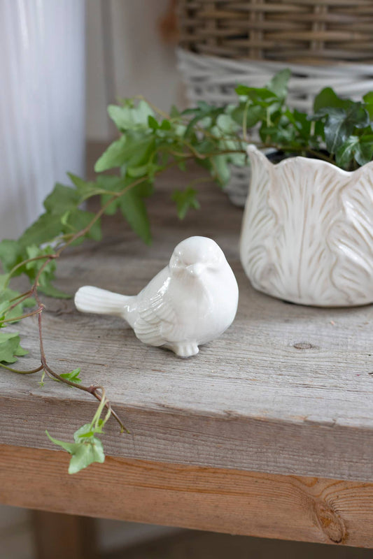 Set of 3 White Ceramic Birds