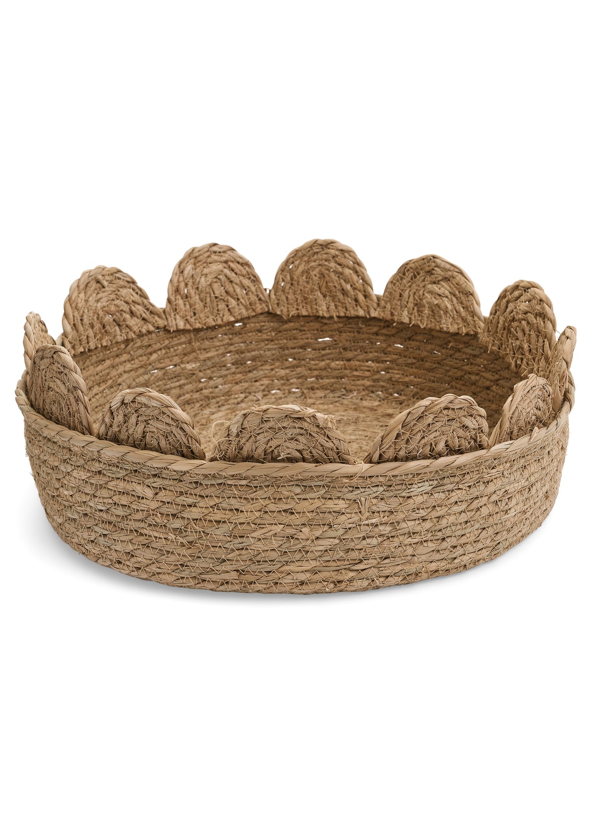BASKET SMALL SCALLOP RIM GRASS NATURAL