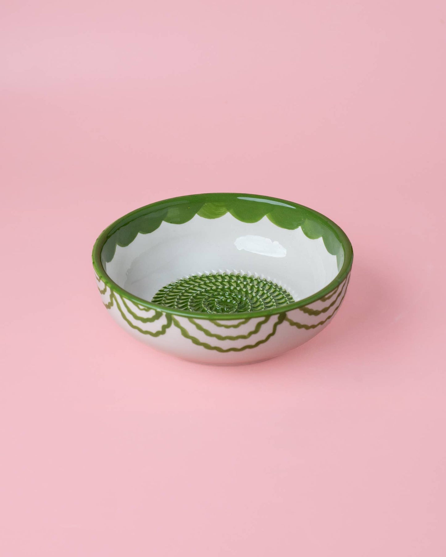 Vintage Pottery Grater Bowl – Green and White / ROOTS