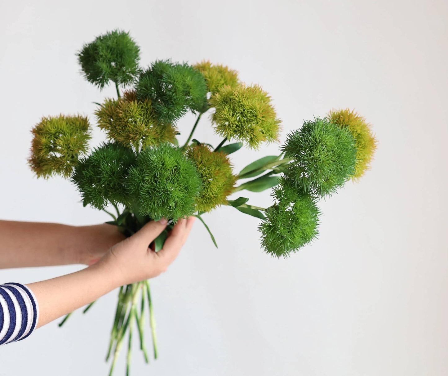 21.5" Realistic Faux Dianthus Green Ball Fresh Green stem