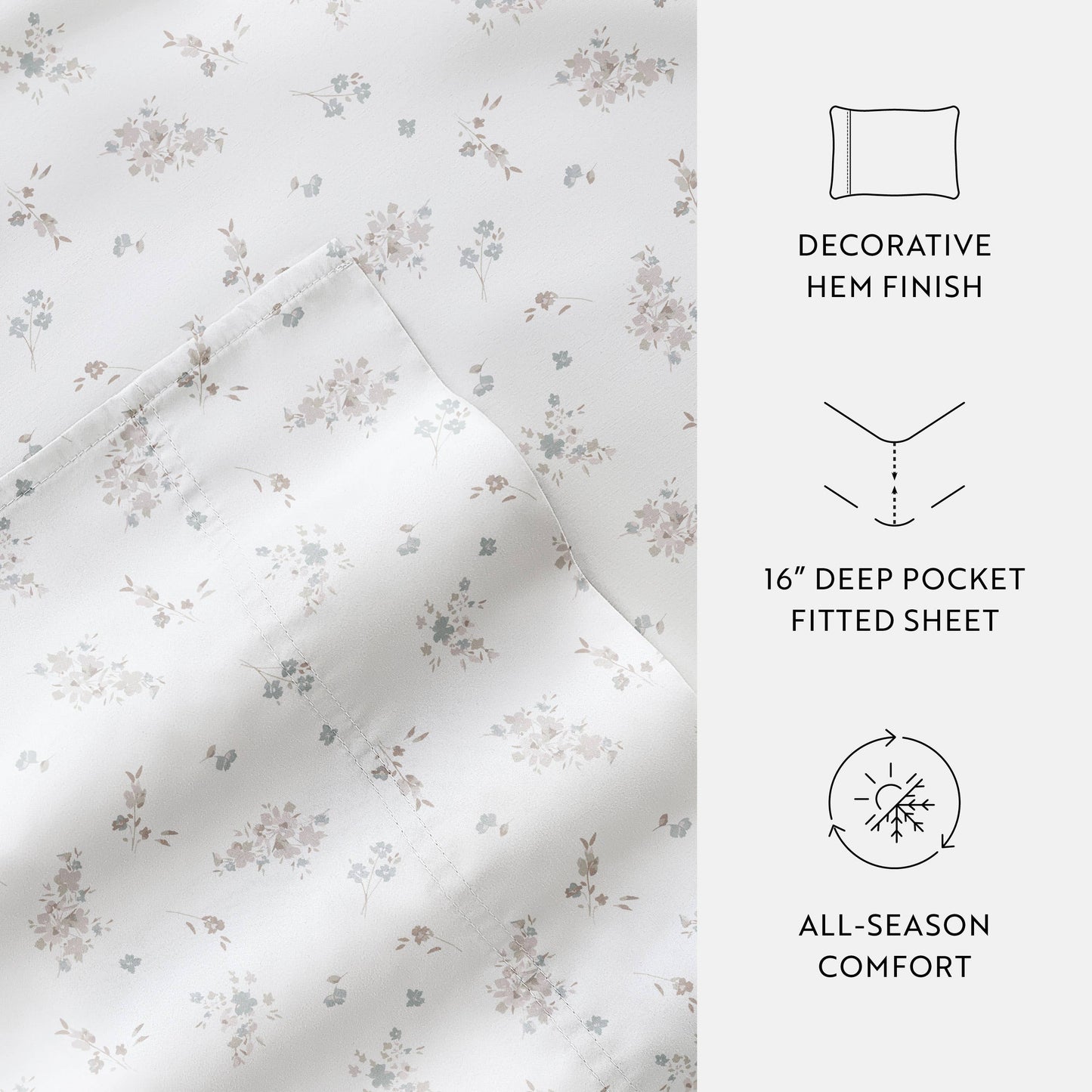 Bouquet Bliss 300 Thread Count Cotton Patterned Sheet Set